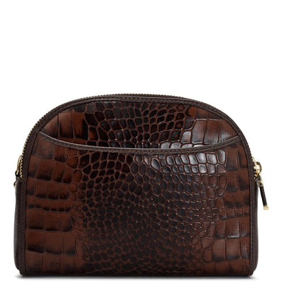 Small Croco Leather Sling - Brown