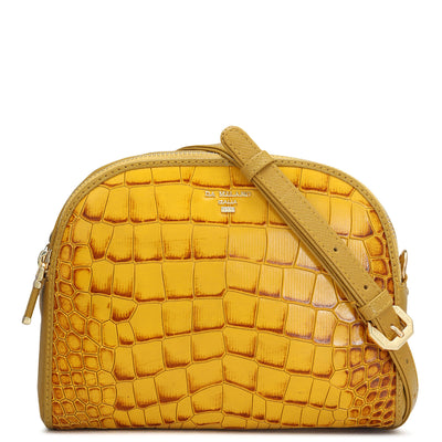 Small Croco Leather Sling - Honey