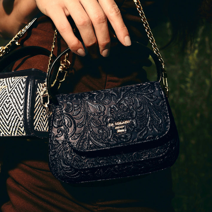 Micro Floral Textured Sling - Black