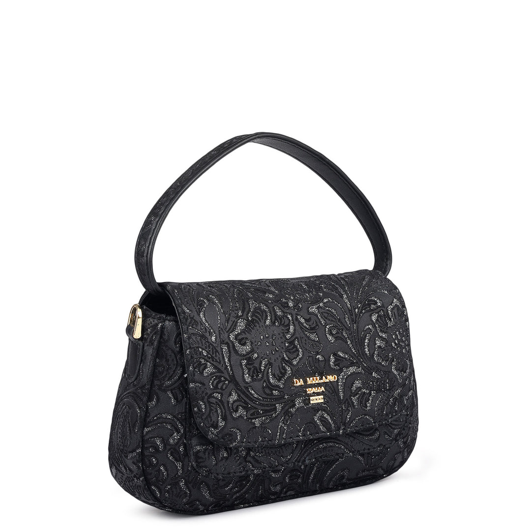 Micro Floral Textured Sling - Black