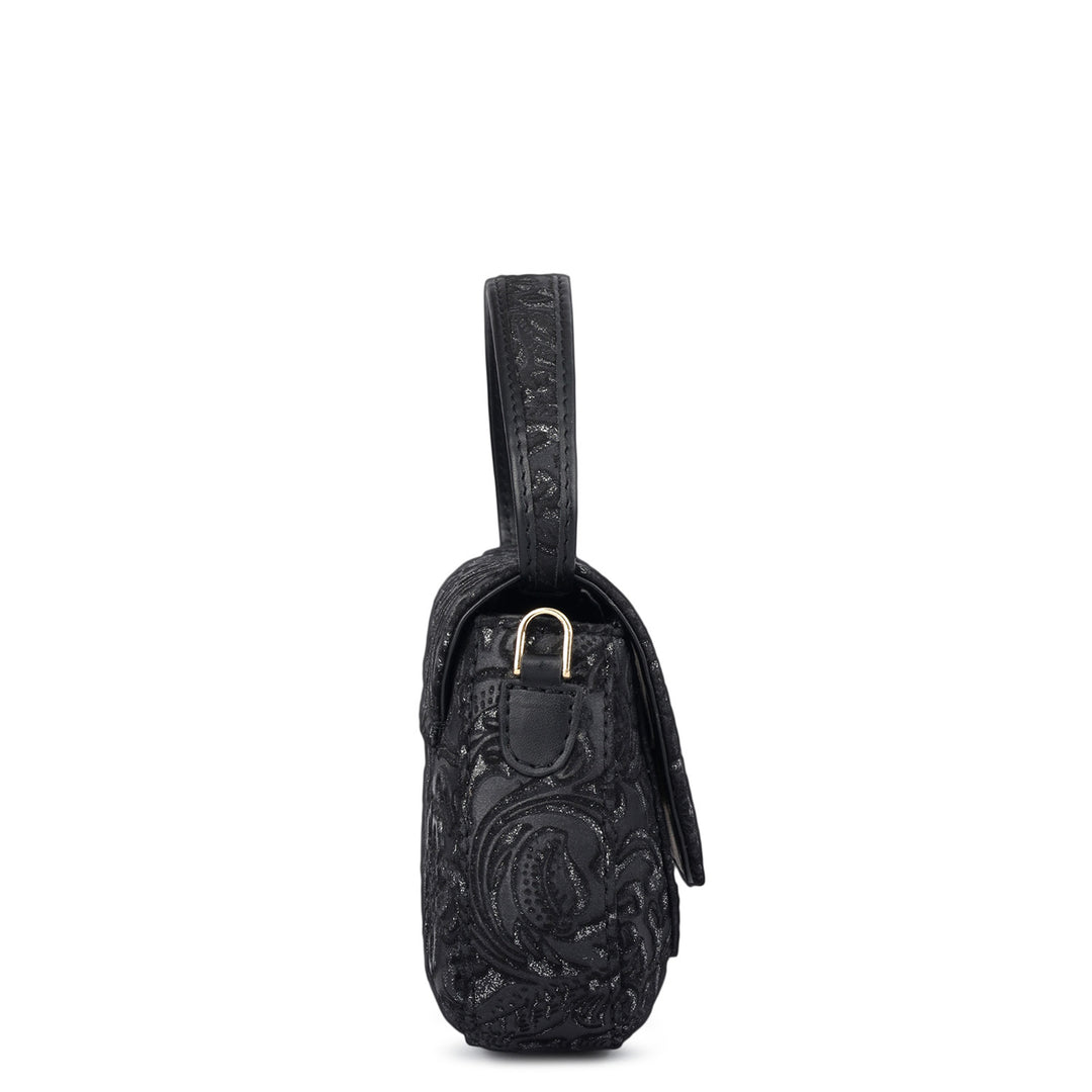 Micro Floral Textured Sling - Black