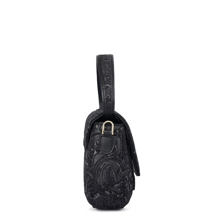 Micro Floral Textured Sling - Black