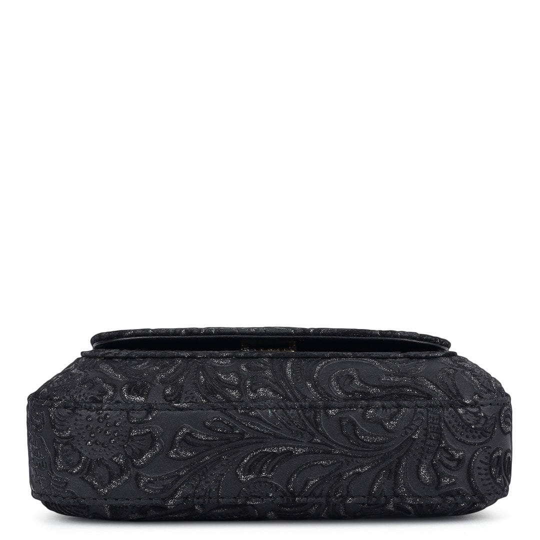 Micro Floral Textured Sling - Black