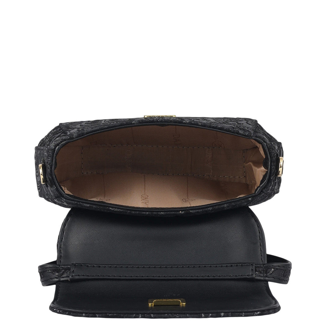 Micro Floral Textured Sling - Black