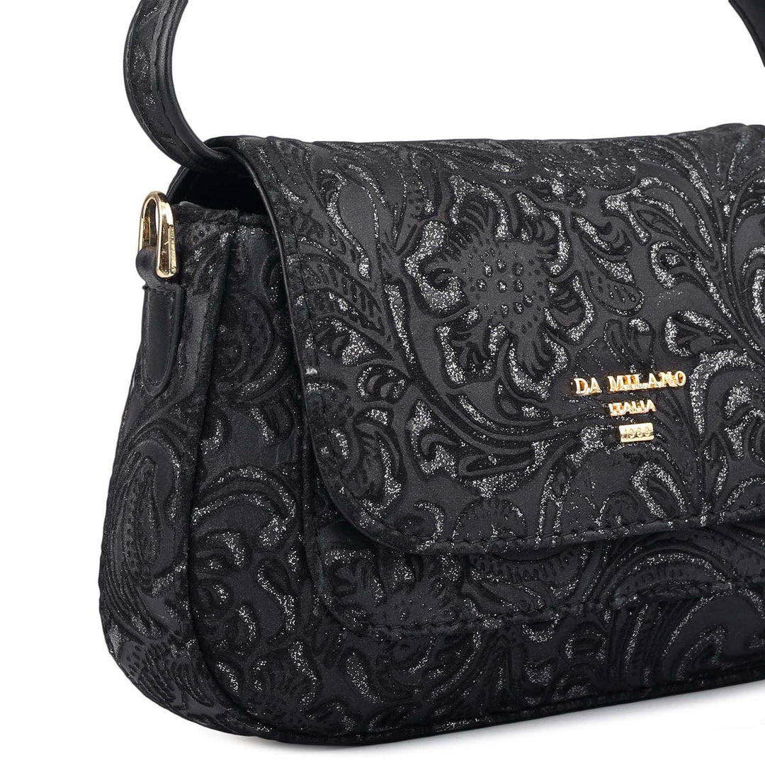 Micro Floral Textured Sling - Black