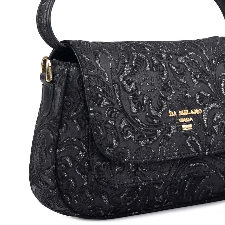 Micro Floral Textured Sling - Black