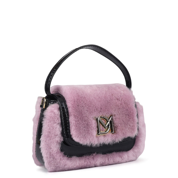 Small Patent Fur Leather Satchel - Purple