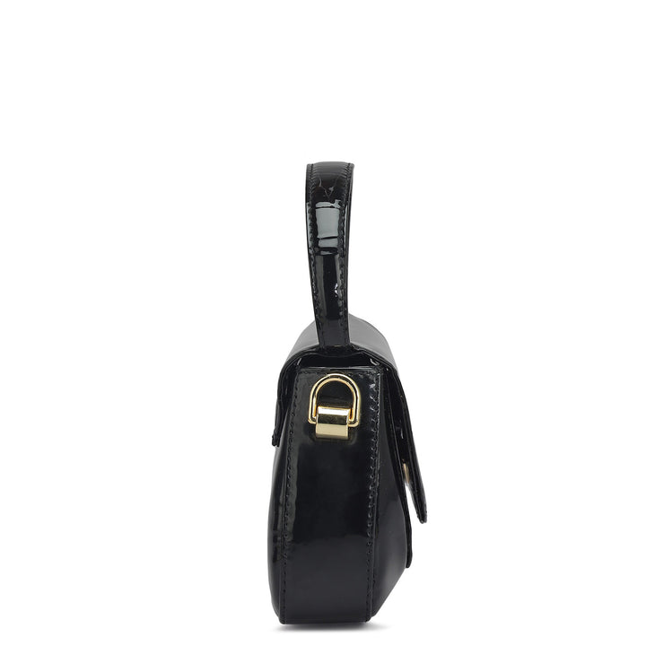 Small Patent Leather Satchel - Black