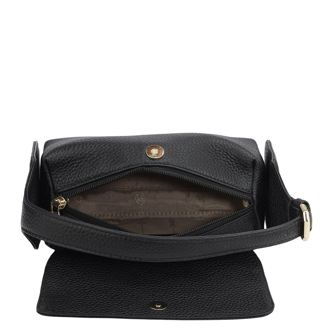 Small Wax Leather Sling - Black