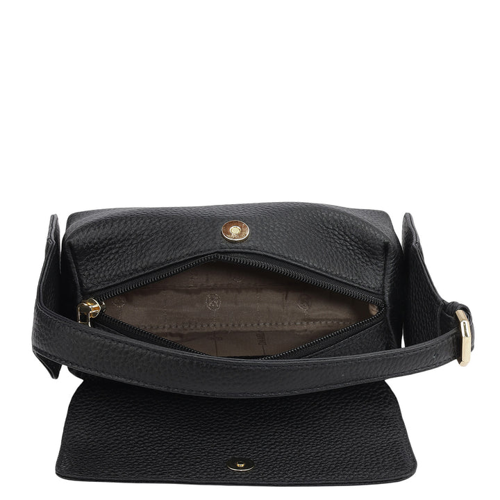 Small Wax Leather Sling - Black