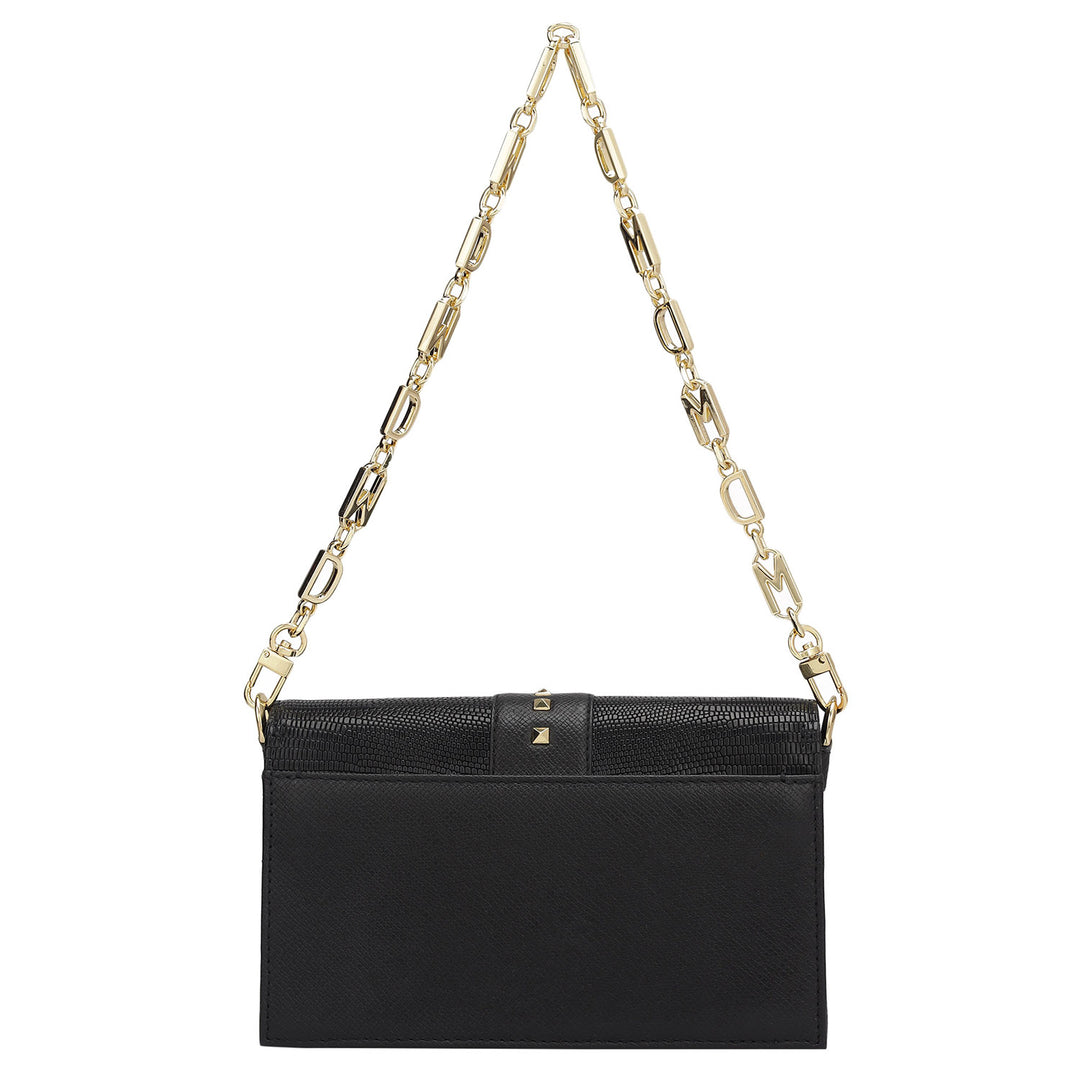 Small Lizard Franzy Leather Sling Bag - Black