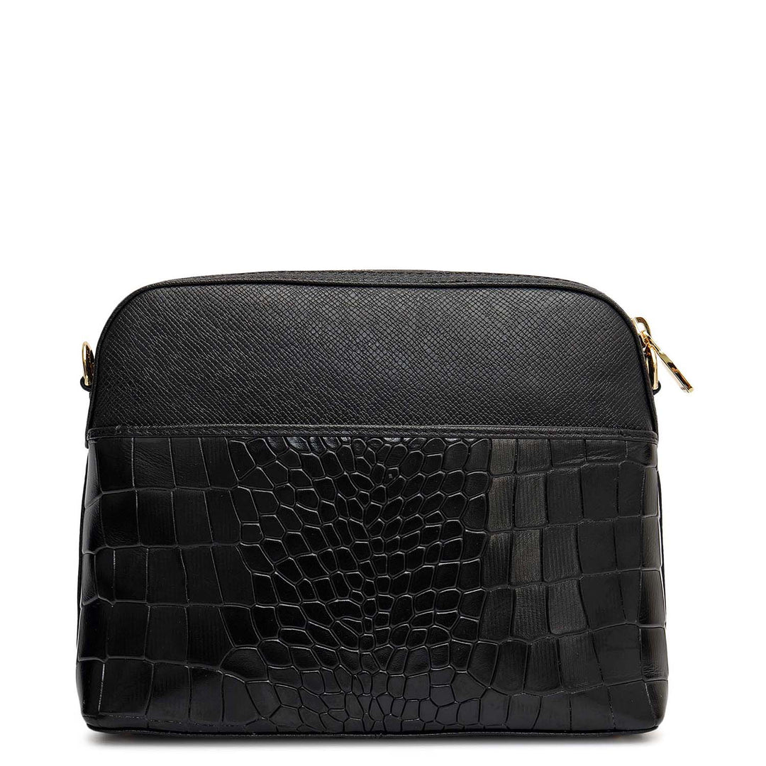 Small Croco Franzy Leather Sling - Black