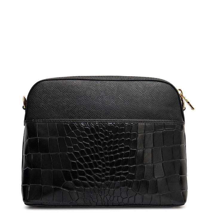 Small Croco Franzy Leather Sling - Black