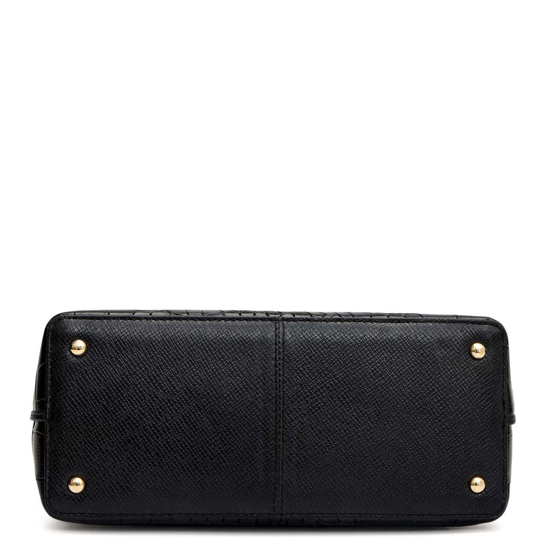 Small Croco Franzy Leather Sling - Black