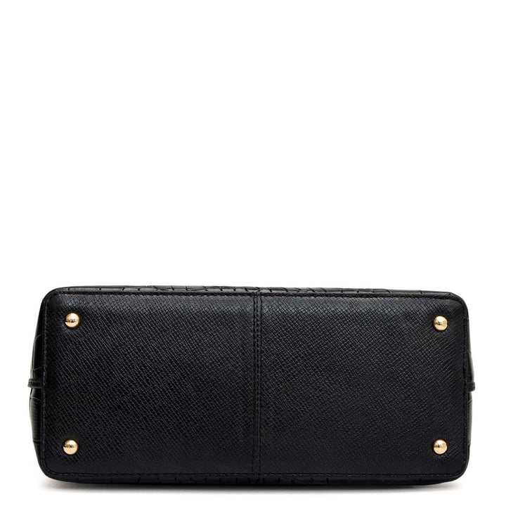 Small Croco Franzy Leather Sling - Black