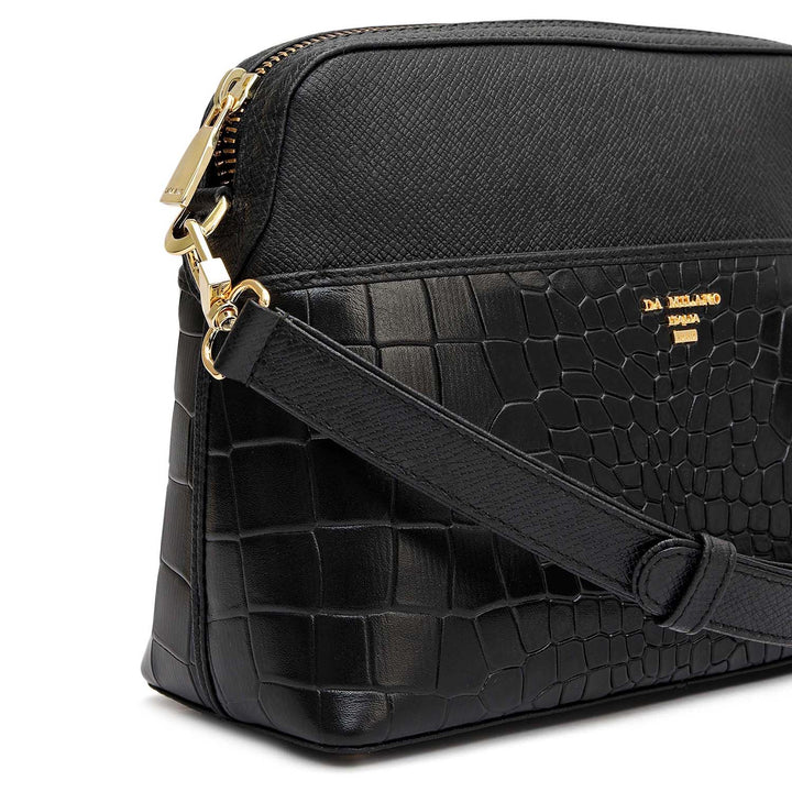 Small Croco Franzy Leather Sling - Black