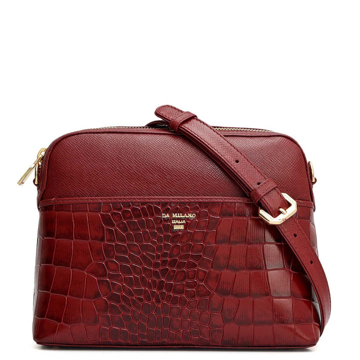 Small Croco Franzy Leather Sling - Cherry