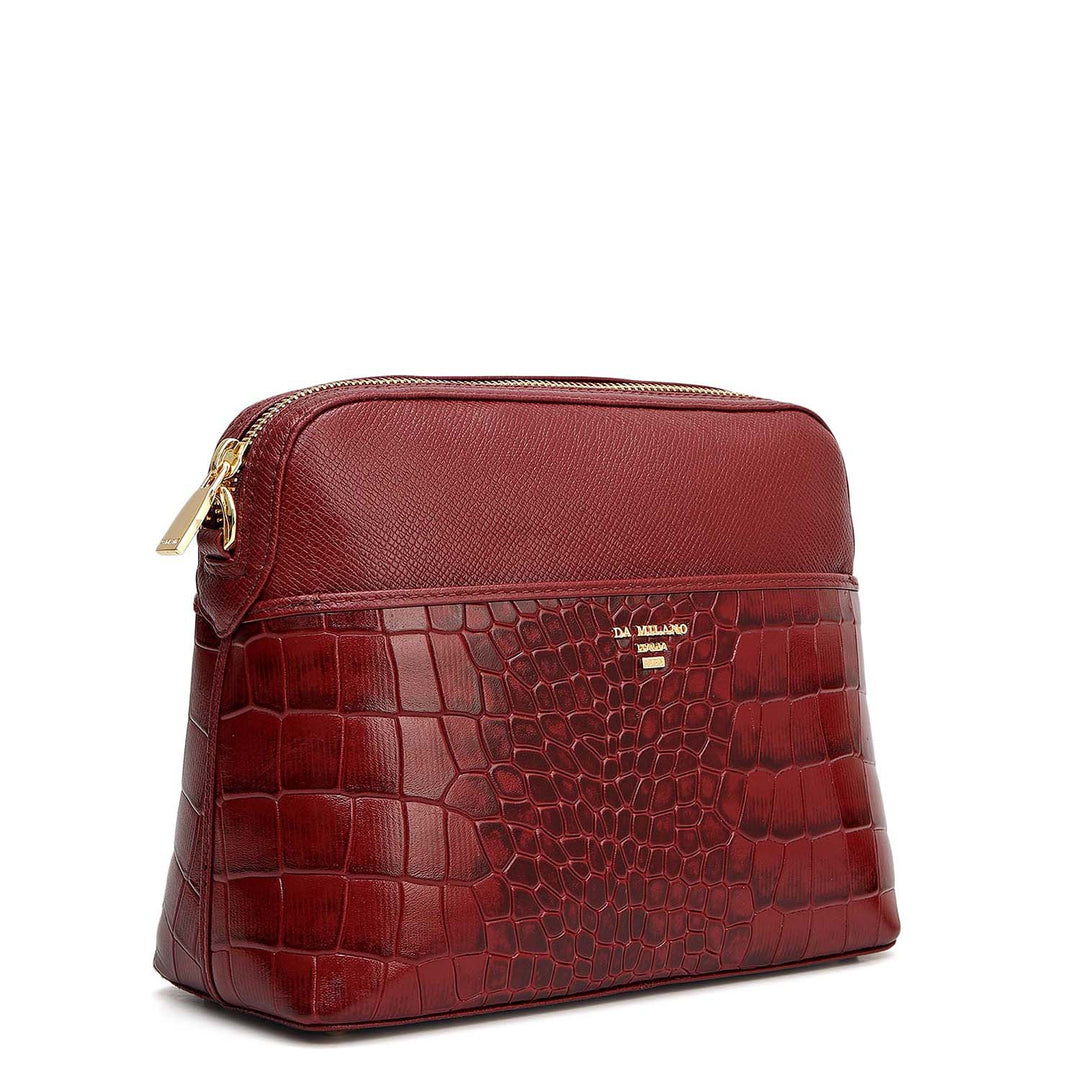 Small Croco Franzy Leather Sling - Cherry