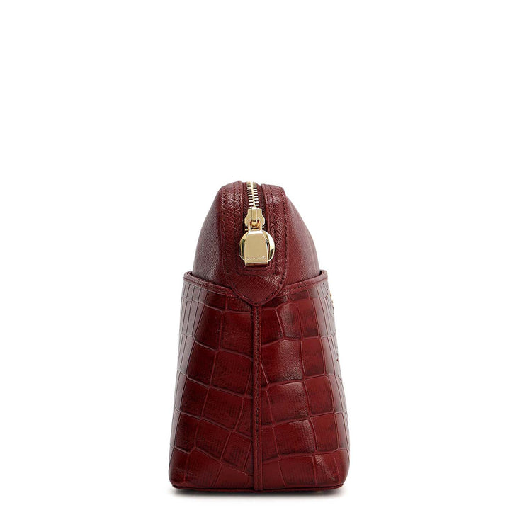 Small Croco Franzy Leather Sling - Cherry