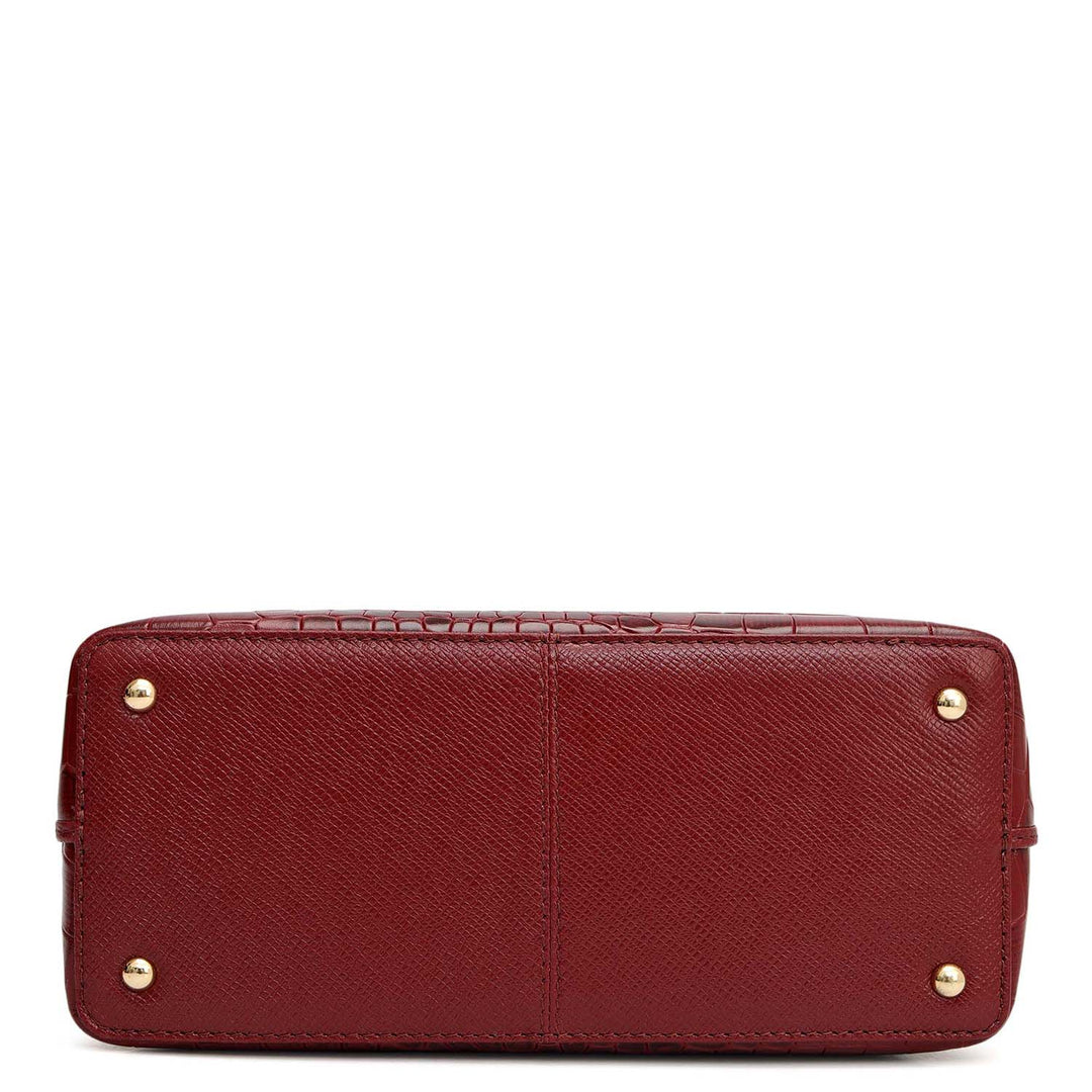 Small Croco Franzy Leather Sling - Cherry