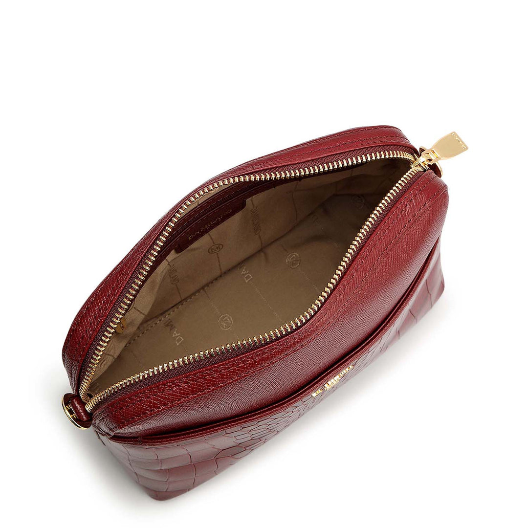 Small Croco Franzy Leather Sling - Cherry