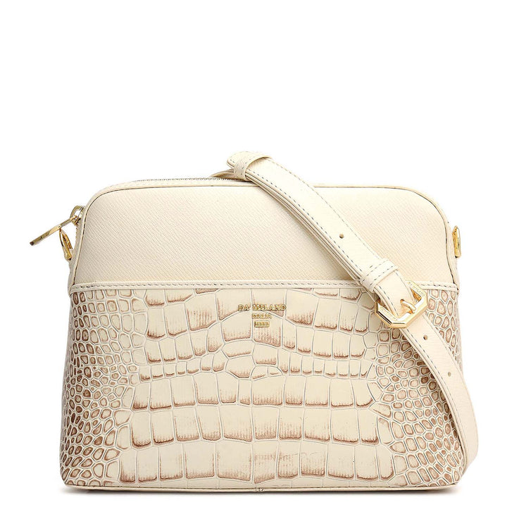Small Croco Franzy Leather Sling - Marshmallow