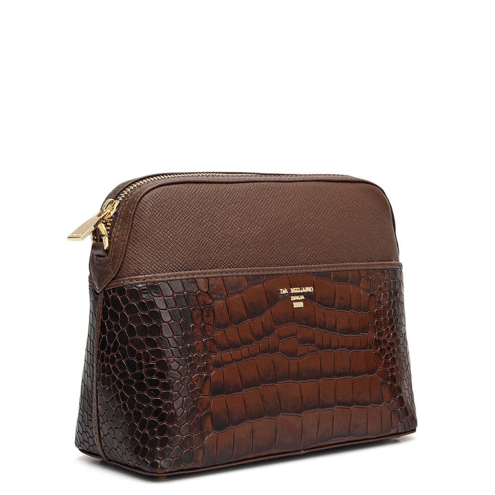 Small Croco Franzy Leather Sling - Walnut