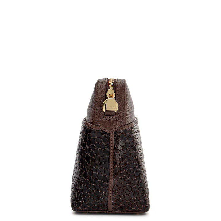 Small Croco Franzy Leather Sling - Walnut