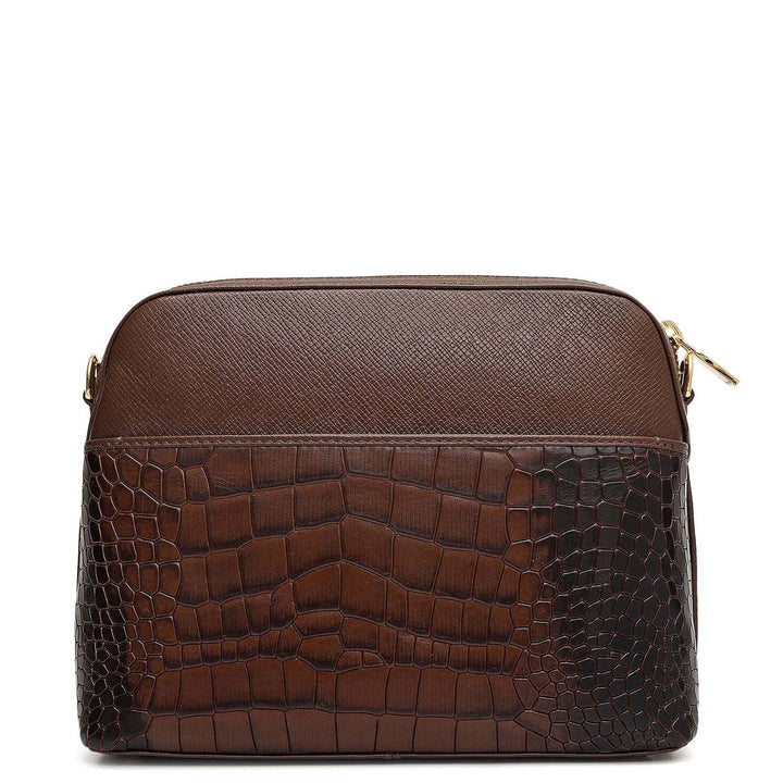 Small Croco Franzy Leather Sling - Walnut