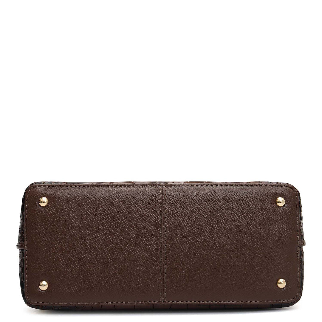 Small Croco Franzy Leather Sling - Walnut