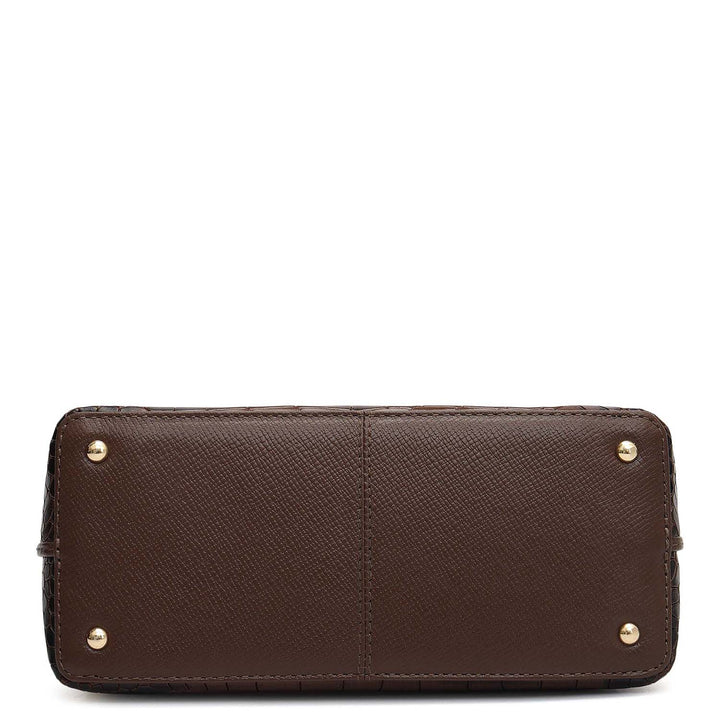 Small Croco Franzy Leather Sling - Walnut