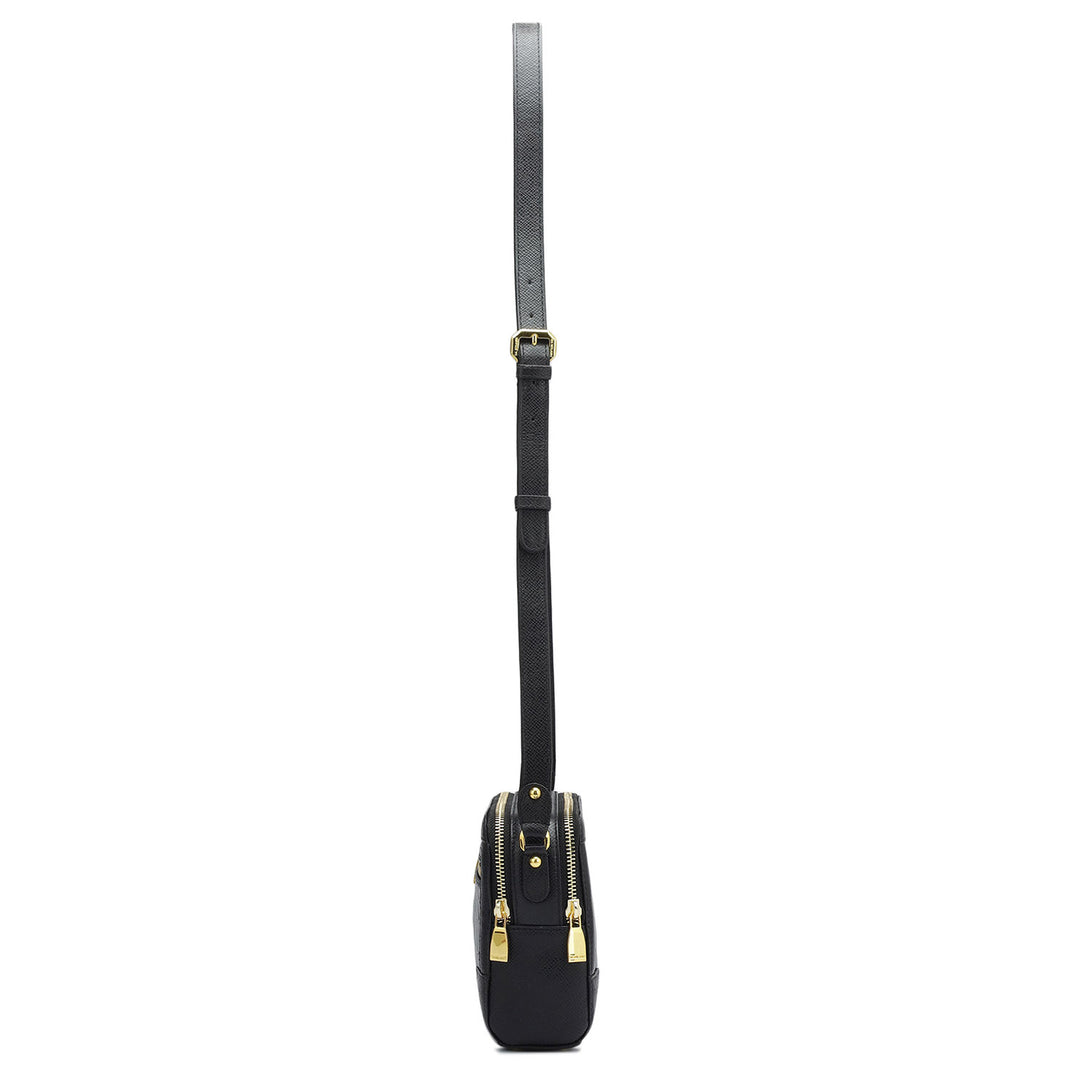 Small Croco Franzy Leather Sling - Black