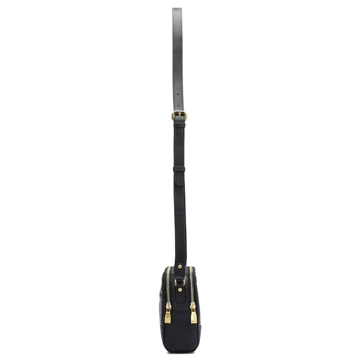 Small Croco Franzy Leather Sling - Black