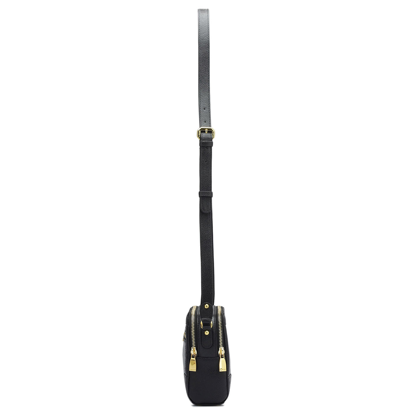 Small Croco Franzy Leather Sling - Black