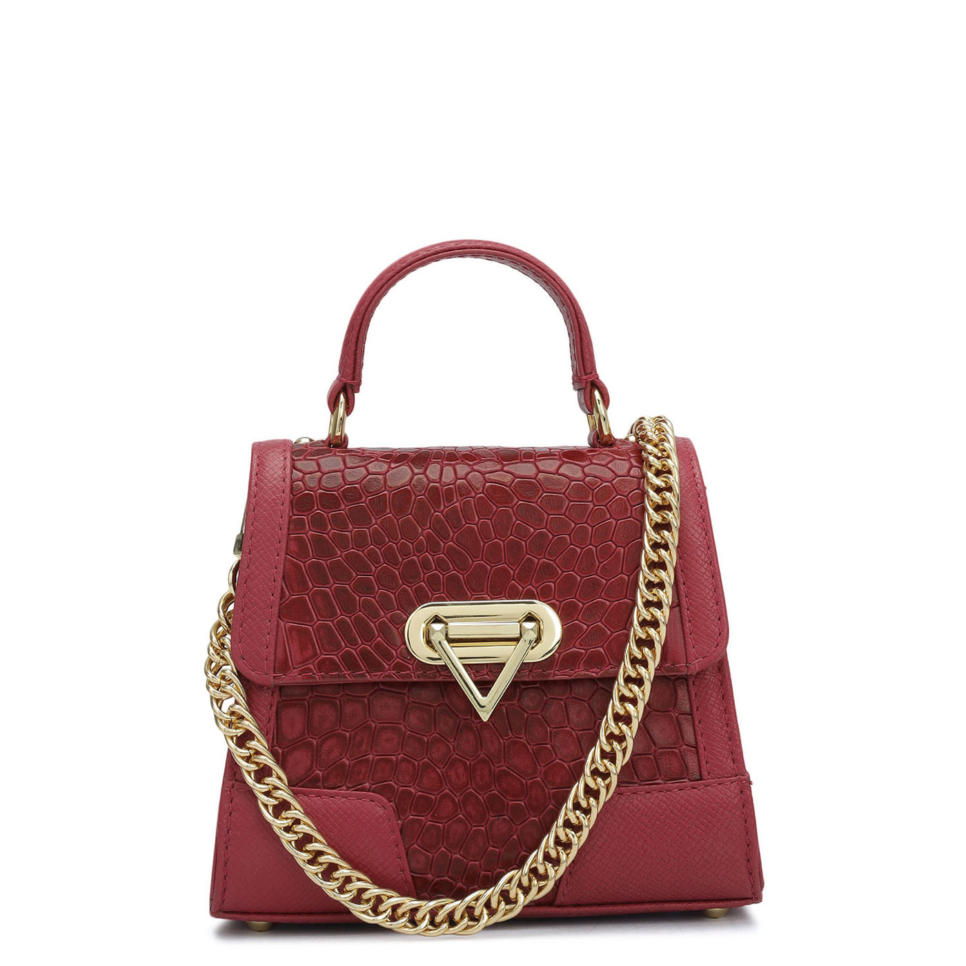 Small Croco Franzy Leather Sling - Plumberry