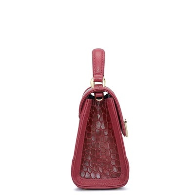 Small Croco Franzy Leather Sling - Plumberry