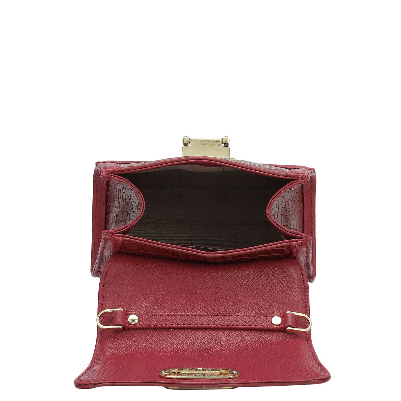Small Croco Franzy Leather Sling - Plumberry
