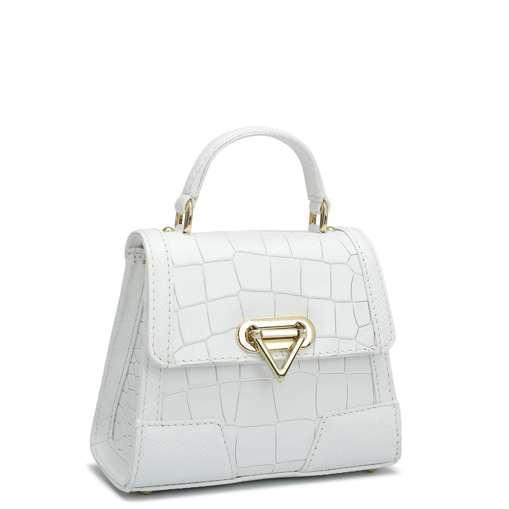 Small Croco Franzy Leather Sling - Snow