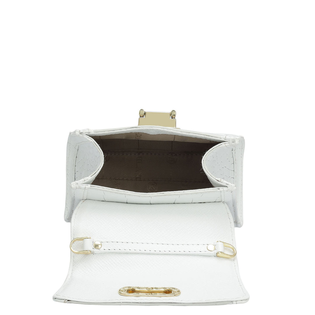 Small Croco Franzy Leather Sling - Snow