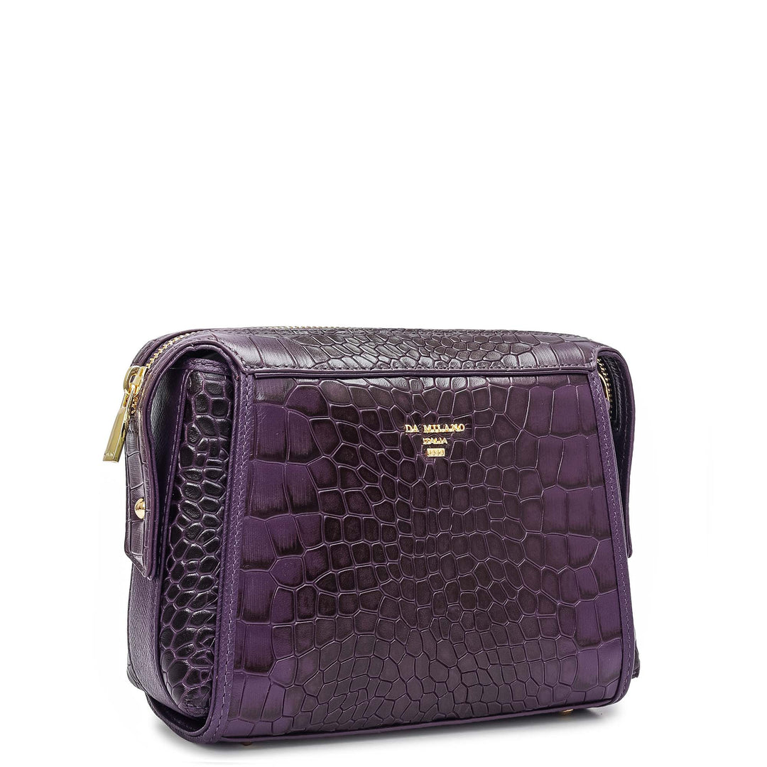 Small Croco Leather Sling - Grapevine