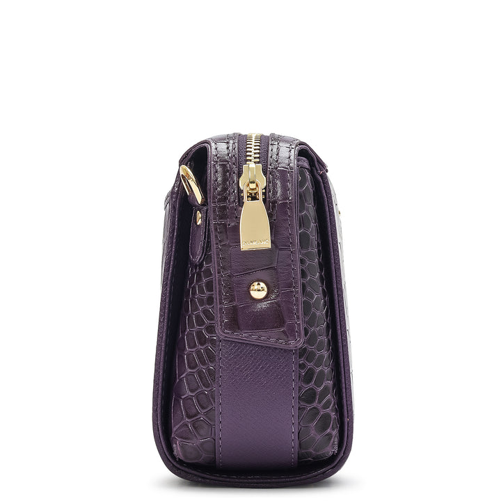 Small Croco Leather Sling - Grapevine