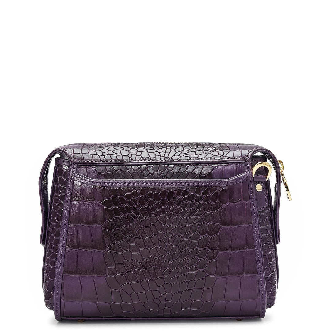 Small Croco Leather Sling - Grapevine