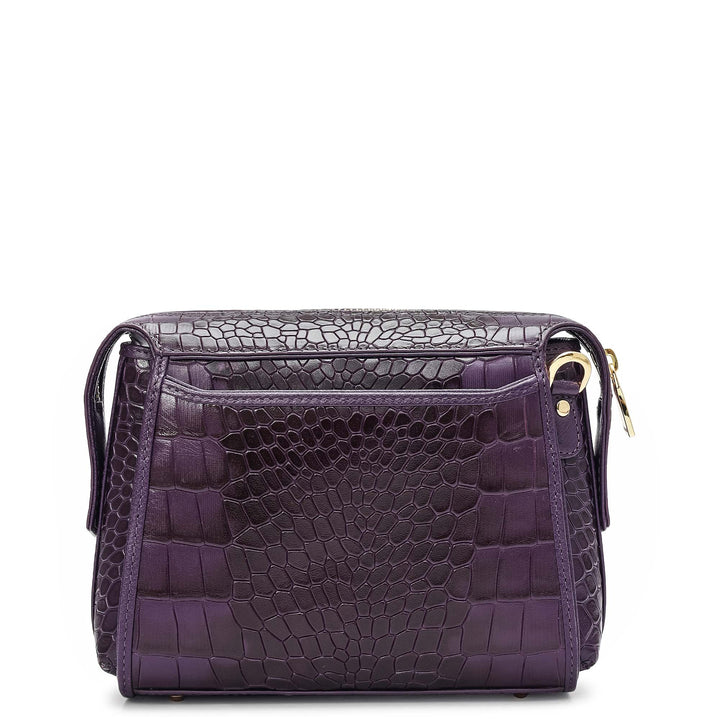 Small Croco Leather Sling - Grapevine