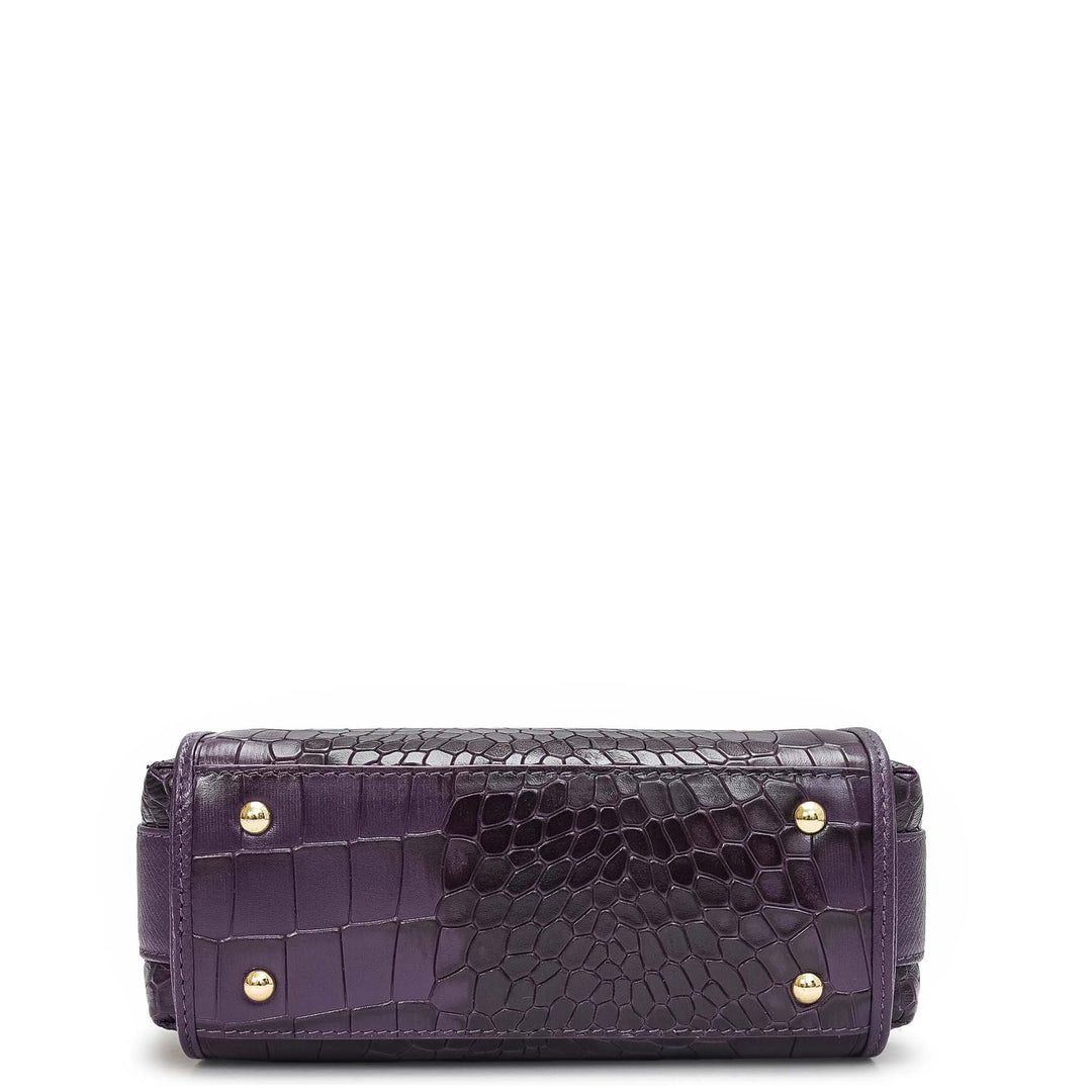 Small Croco Leather Sling - Grapevine