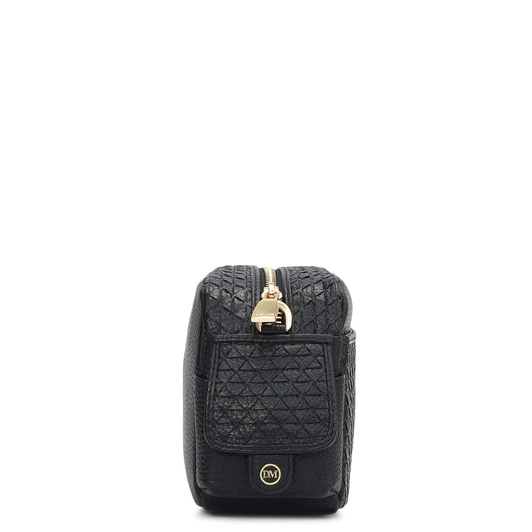 Small Mat Wax Leather Sling - Black