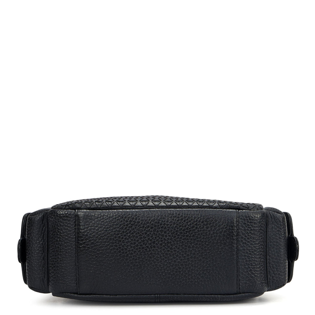 Small Mat Wax Leather Sling - Black