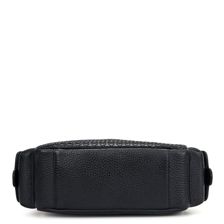 Small Mat Wax Leather Sling - Black