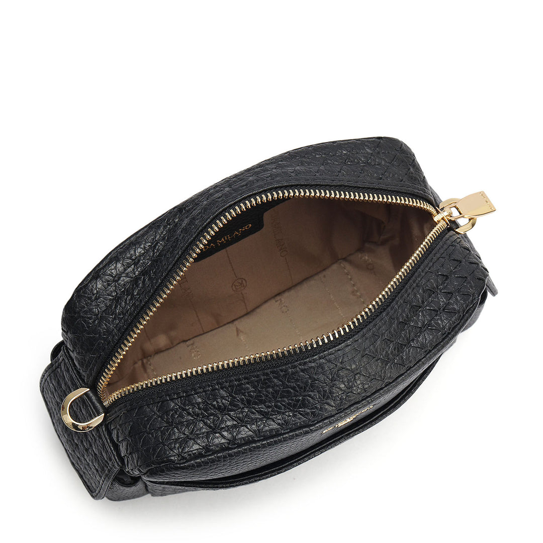 Small Mat Wax Leather Sling - Black