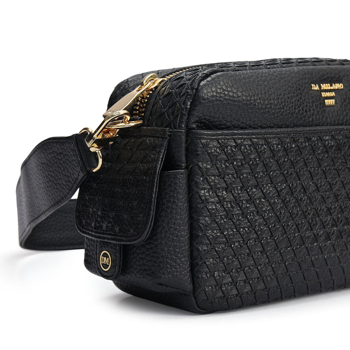 Small Mat Wax Leather Sling - Black