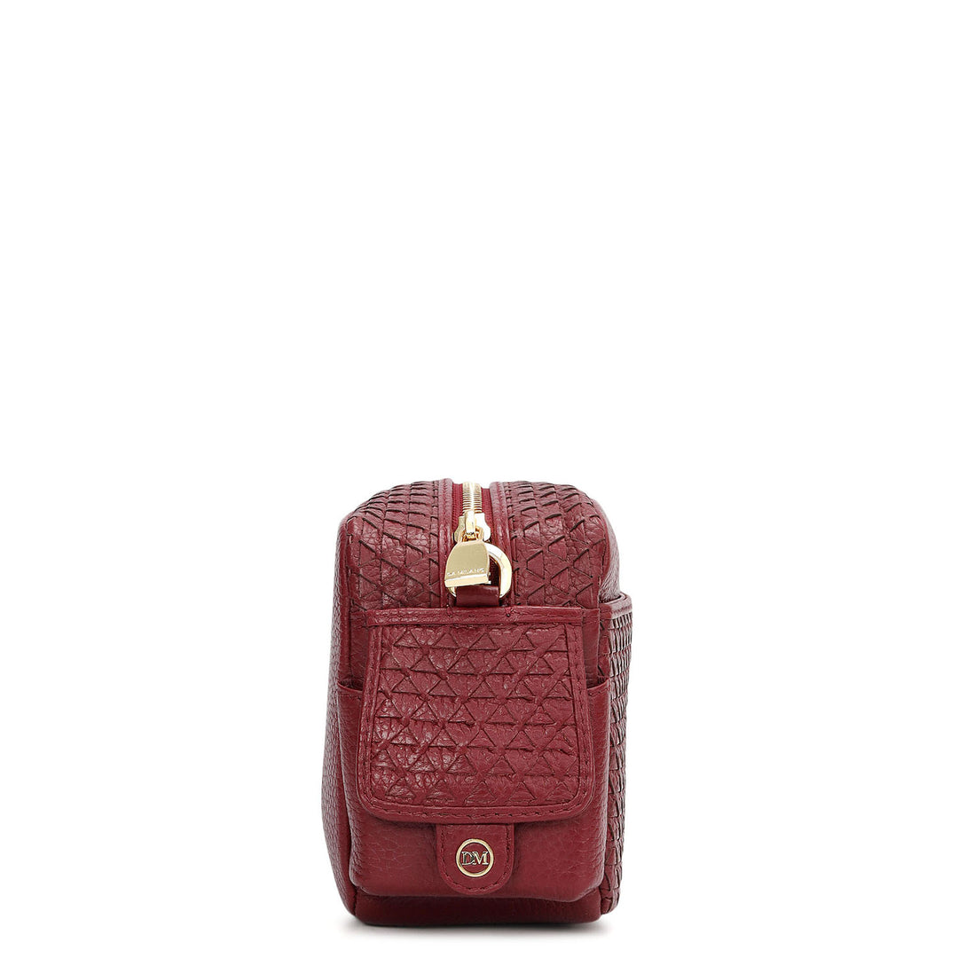 Small Mat Wax Leather Sling - Cherry